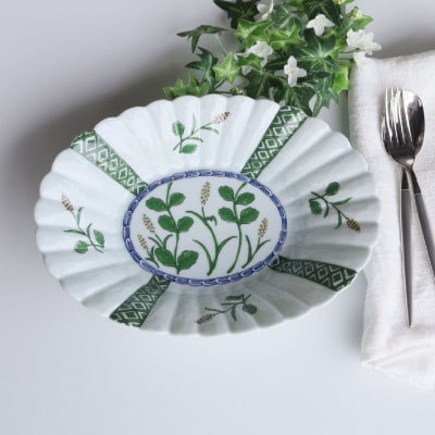 【有田焼】麦秋菊型楕円鉢 [41APAD040]