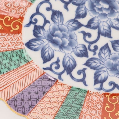 【有田焼】染錦祥瑞菊割楕円皿 [41APAD036]