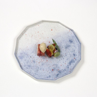 【有田焼】泡化粧12角プレート(雲母銀青)[41APAD042]