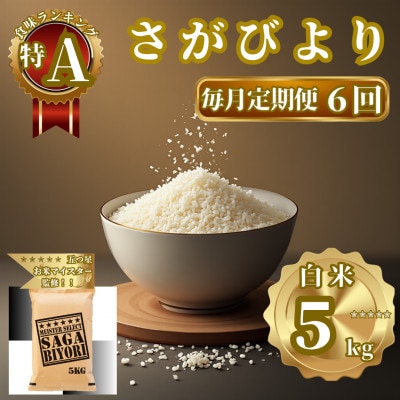 【毎月定期便】さがびより白米5kg(佐賀県)【41ANAD013】全6回
