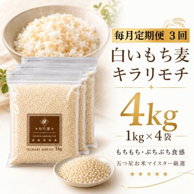 【毎月定期便】キラリモチ4kg『もち麦』(1kg×4袋)(佐賀県)【41ANAD009】全3回