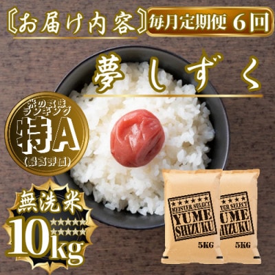 【毎月定期便】【無洗米】夢しずく10kg(5kg×2袋)(佐賀県)【41ANAD034】全6回