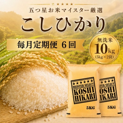 【毎月定期便】こしひかり 無洗米 10kg(5kg×2袋)　41ANAD046(佐賀県)全6回