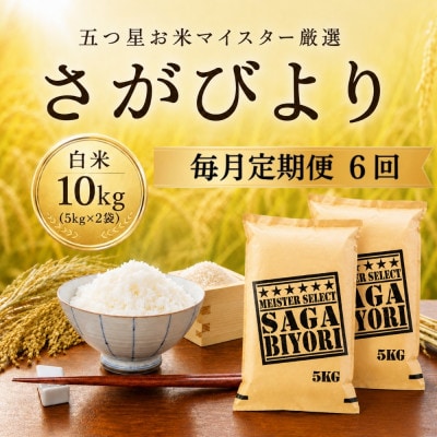 【毎月定期便】さがびより白米10kg(5kg×2袋)　41ANAD016(佐賀県)全6回