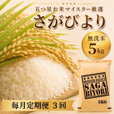 【毎月定期便】【無洗米】さがびより5kg　41ANAD018(佐賀県)全3回