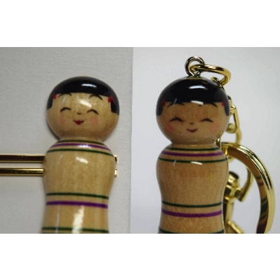 「こけス」ネクタイピン&キーホルダー(緑ロクロ線)