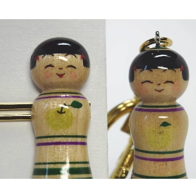 「こけス」ネクタイピン&キーホルダー(緑りんご)