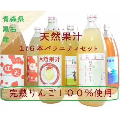 りんごそのまんま搾り「天然果汁1L瓶6本バラエティセット」