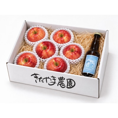 青森県黒石市産　サンふじ　家庭用2kg　クラフトシードル330ml 1本