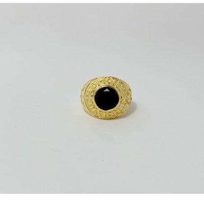 アクセサリー 指輪 (鋳造)K18YG オニキス サイズ15号