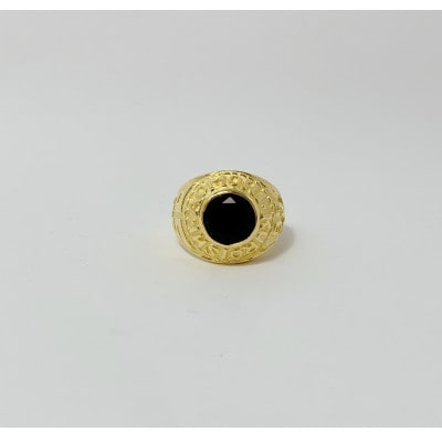 アクセサリー 指輪 (鋳造)K18YG オニキス サイズ 16号