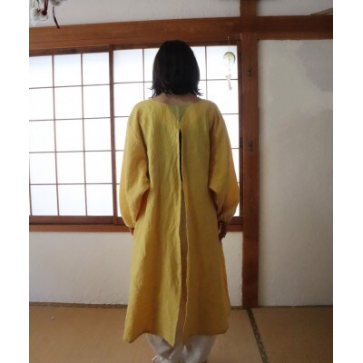 wappougi 麻ワンピース　黄　割烹着