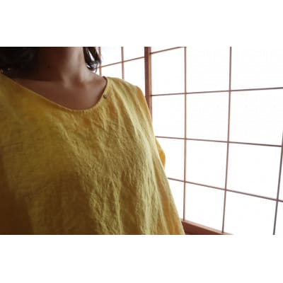wappougi 麻ワンピース　黄　割烹着