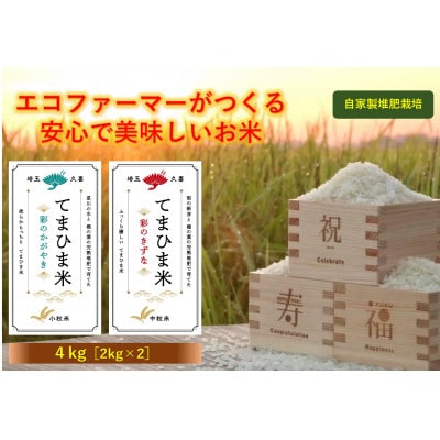 『てまひま米』食べ比べセット【彩のかがやき・彩のきずな】精米2kgずつ(計4kg)