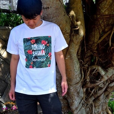 TOKUNOSHIMA発ブランド OBORA Tシャツ 【ハイビスカス:White】