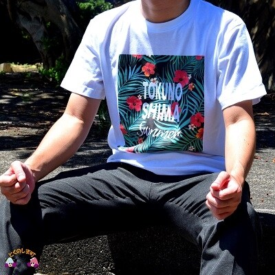 TOKUNOSHIMA発ブランド OBORA Tシャツ 【ハイビスカス:White】