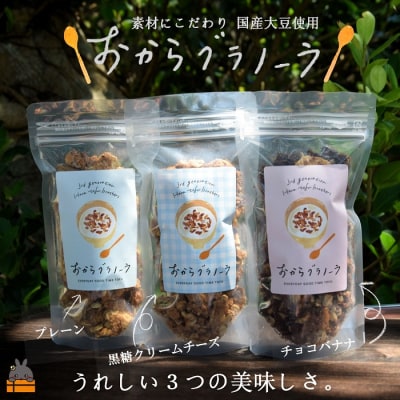国産大豆使用!島の豆腐店が作った3種のおからグラノーラ(3袋)
