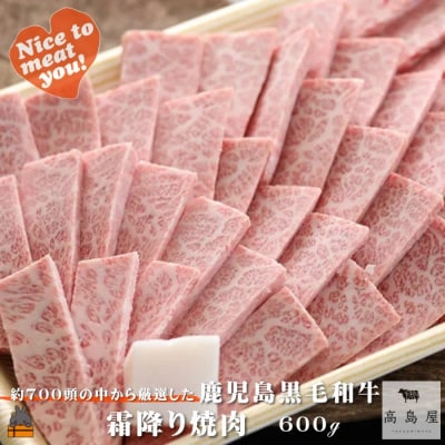 《年末お届け!》毎回約700頭から厳選された 鹿児島黒毛和牛 霜降り焼肉 600g