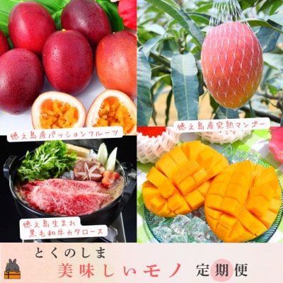《年末受付》徳之島 美味しいモノ定期便 ( 黒毛和牛 パッションフルーツ マンゴー )