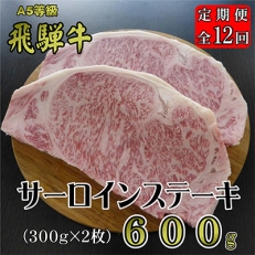 2023年5月発送開始『定期便』A5等級飛騨牛サーロインステーキ約600g全12回