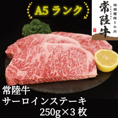 常陸牛(ひたちぎゅう)A5等級 サーロインステーキ　750g(250g×3枚)あらぎりわさび1本付