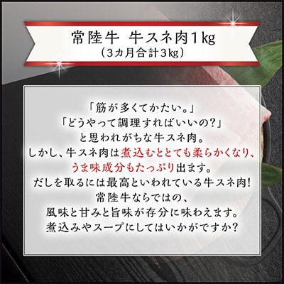 【毎月定期便】【常陸牛】スネ肉煮込み用1kg全3回