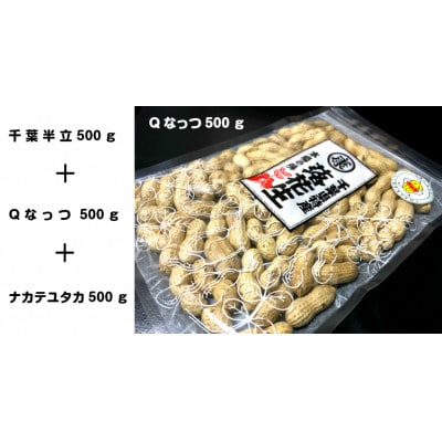 千葉産落花生三種味比べセット(Qなっつ、千葉半立、ナカテユタカ)各500g×3袋　総重量1.5kg