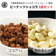 ピーナッツショコラ3点セット510g(170g&times;3)ココア2塩みるく1 千葉県産落花生ベルギーチョコ