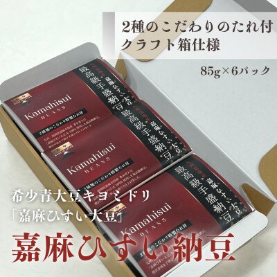 2種のタレ付 希少青大豆「嘉麻ひすい大豆」の高級納豆6P入(クラフト箱)