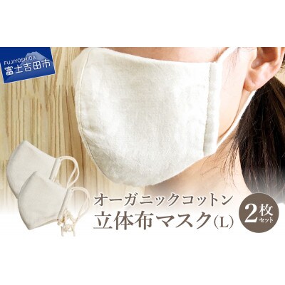 オーガニックコットン　立体布マスク　Lサイズ2枚組
