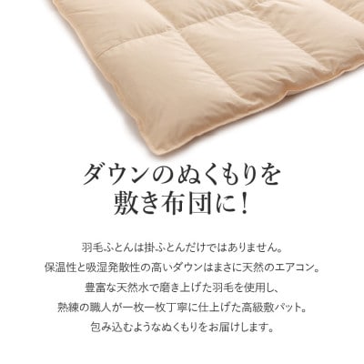 ダウン敷きパッド シングル アイボリー 日本製 敷パッド 敷きパット 国産【甲州羽毛ふとん】