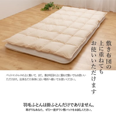 ダウン敷きパッド シングル アイボリー 日本製 敷パッド 敷きパット 国産【甲州羽毛ふとん】