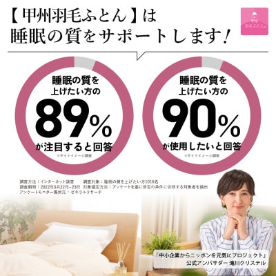 【甲州羽毛ふとん】プレミアムダウンまくら中判(1個)ピロケース付き(1枚)　日本製の羽毛まくらです