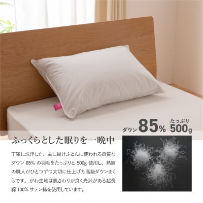 新プレミアムダウンまくら 大判 50×70 綿100% ピローケース付 日本製【甲州羽毛ふとん】