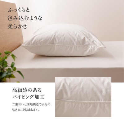 新プレミアムダウンまくら 大判 50×70 綿100% ピローケース付 日本製【甲州羽毛ふとん】