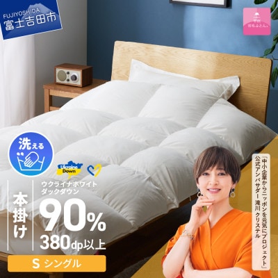 【甲州羽毛本掛けふとん】手洗いできるウクライナダウン90% (シングル) ふとんカバー付 日本製