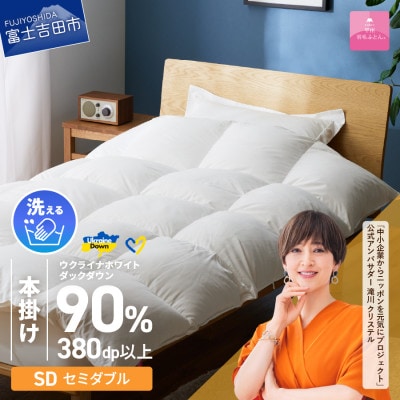 【甲州羽毛本掛けふとん】手洗いできるウクライナダウン90% (セミダブル) ふとんカバー付 日本製