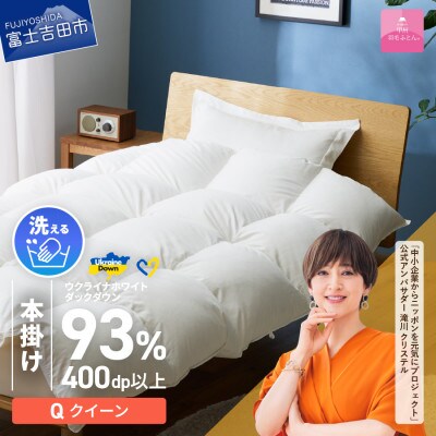 【甲州羽毛本掛ふとん】手洗いできるウクライナダウン93% (クイーン) ふとんカバー付 日本製