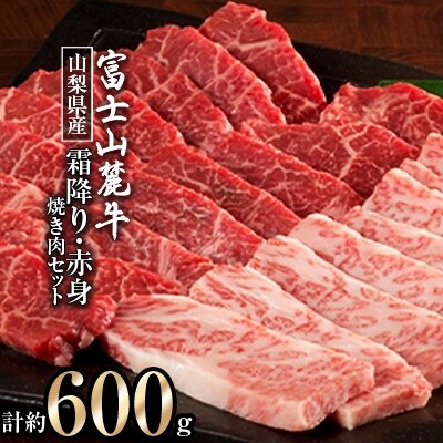 【山梨県産 富士山麓牛】霜降り・赤身焼き肉セット(計約600g) 焼肉・バーベキュー用