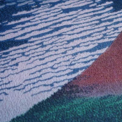 刺繍絵画 富士山 額縁付 「富士の刺繍絵4」 葛飾北斎の凱風快晴(赤富士)【小絵】