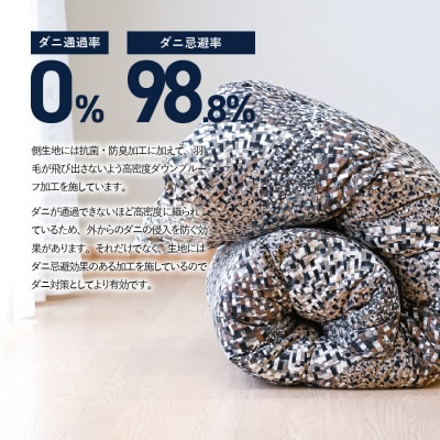 羽毛布団セミダブル 掛け布団 日本製 本掛け ポーランド産グース 雲雀色  抗菌 防臭 防ダニ 国産