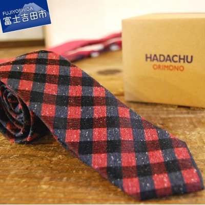 ファクトリーブランド「HADACHU」のシルクネクタイ NTM128 チェック/レッド 日本製