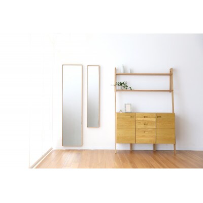 ボックスミラー 25×130cm オーク【天然木製】【高野木工】