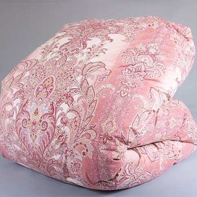 【恋のくに綿サテン羽毛シングル本掛けふとん】ホワイトダックダウン90%増量1.2kg(ピンク系)