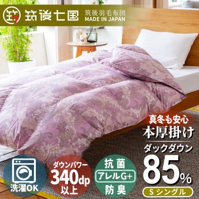抗菌ダウン率85%1.0㎏本厚掛け羽毛布団シングル(ピンク系柄お任せ)【筑後七国羽毛ふとん】