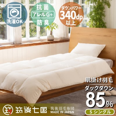抗菌ダウン85% 0.4kg 洗える肌掛け羽毛布団シングル (無地アイボリー)【筑後七国羽毛ふとん】