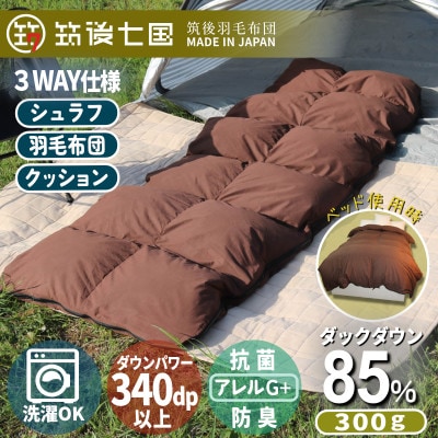 羽毛シュラフ×ダウンケット×ボルスタークッション3WAY寝袋 ダウン85% 軽量タイプ0.3kg