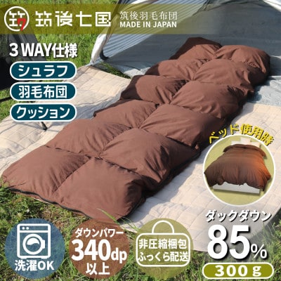 羽毛シュラフ×ダウンケット×ボルスタークッション3WAY寝袋 ダウン85% 軽量タイプ0.3kg
