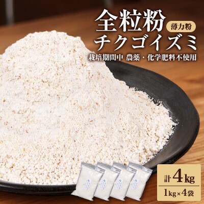 チクゴイズミ全粒粉(薄力粉)1kg×4袋