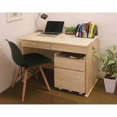 天然木パイン材デスク(学習机)「エル」2点セット